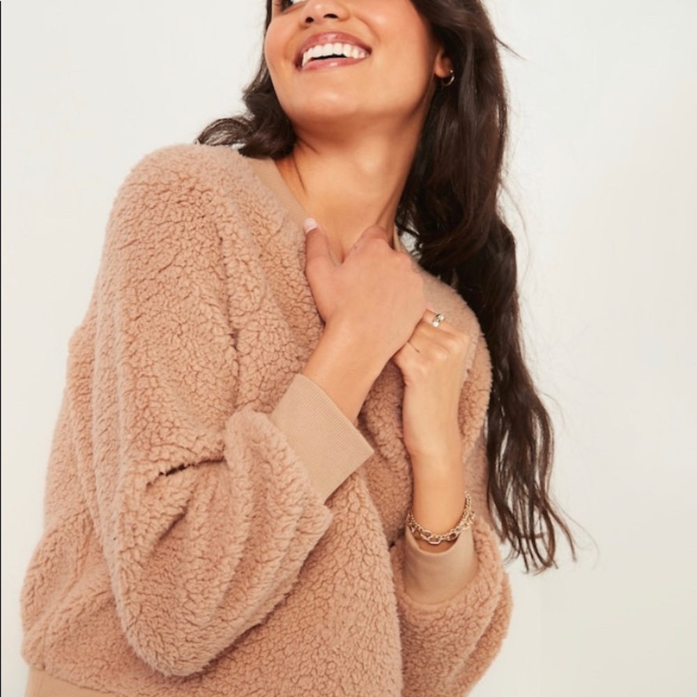 Cozy Sherpa Crewneck Sweatshirt NEW